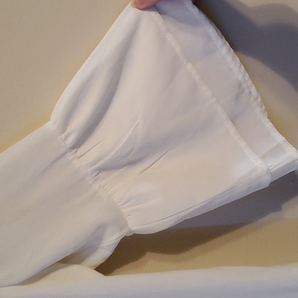 Belongsci white midi oversized dress with ruffle elbow length sleeves - Picture 4 of 6